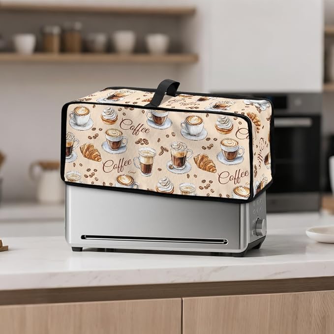 ZDCUSTOM Turkey Print Toaster Cover 2 Slice Coffee Themed Toaster Covers 2 Slice Wide Slot Slim Bread Maker Dust Protector Machine Washable Small Appliance Covers for Kitchen