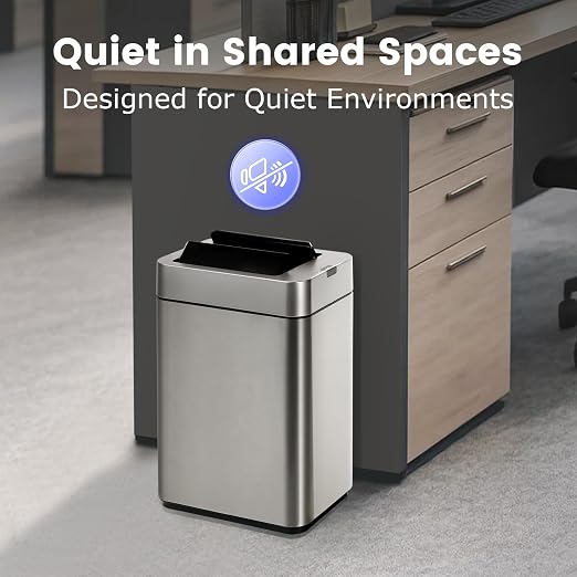 SYNCVIBE Slim Bathroom Trash Can, 2.6 Gallon, Butterfly Sensor Lid, Silver | Stainless Steel Garbage Can, Automatic Trash Bin, IPX5 Waterproof Wastebasket for Under Counter and Small Spaces