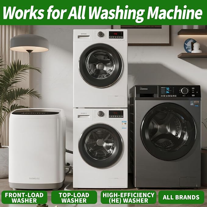Washing Machine Cleaner Tablets 12 Pack - Deep Cleaning Tablets | for HE Front & Top Load Washers, Septic Safe, Eco-Friendly, Removes Residue & Odors