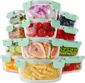 HOMBERKING 24pc Glass Food Storage Containers with Lids, Glass Meal Prep Containers, Airtight Bento Boxes, BPA Free & Leak Proof, Pantry Kitchen Storage(12 lids & 12 Containers) - Blue