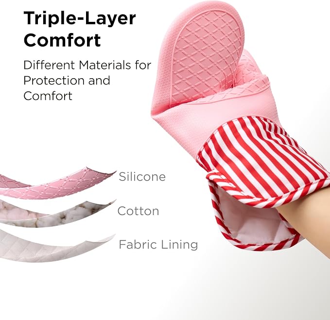 Kitchen Mama UltraShield Silicone Oven Mitts, USA Flag | Heat Resistant, Non-Slip Surface, Waterproof, Flexible, Durable