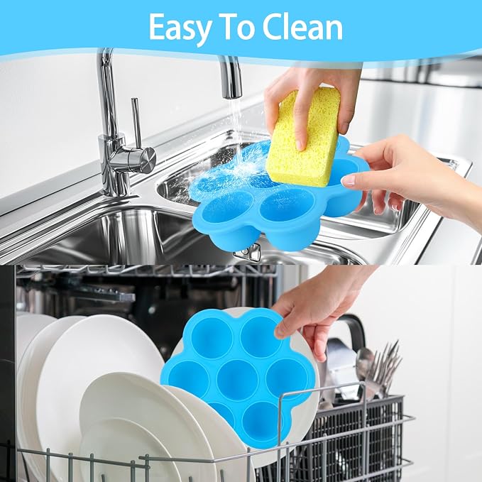 2 Pack Silicone Egg Bite Molds, Reusable Egg Bites Silicone Mold with Lid Fit Instant Pot 5,6,8 qt Pressure Cooker & Air Fryer, Alternative to Sous Vide Bite Maker for Cooking Food Freezer Storage