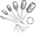 U-Taste Narrow Square Measuring Spoons, Metal Measure Set of 6 with Leveler | Long Handle Rectangular Teaspoon Tablespoon, 18/8 Stainless Steel Polygons Measure Spoon Set, Narrow Scoop for Spice Jars