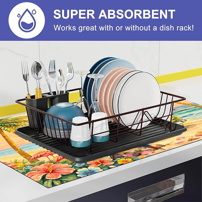 HOMETITUTE Summer Stove Top Cover 28x20 Beach Van Flamingo Heat Resistant