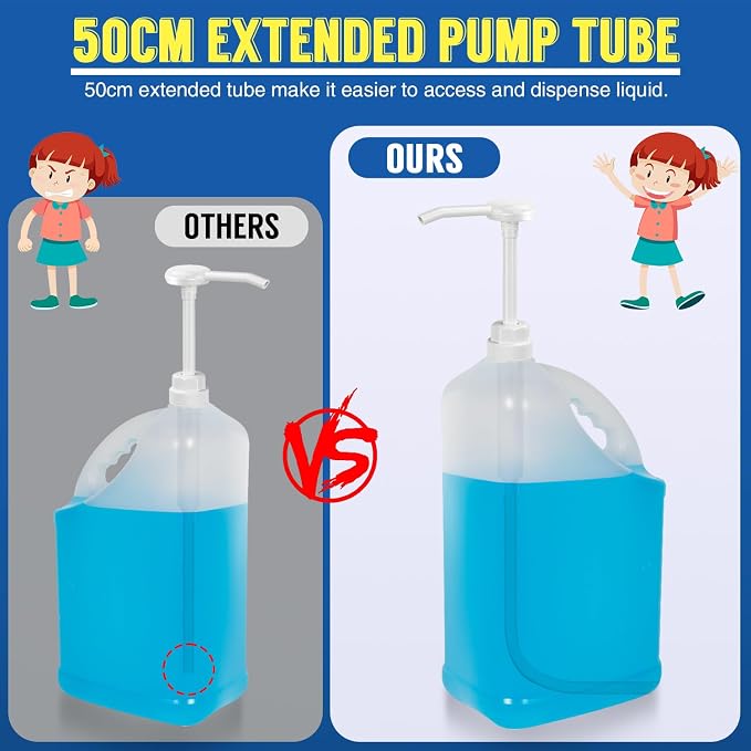 2 Pack 38-400 1 oz 5 Gallon Pump Dispenser with 50cm Extended Tube | Pump for Large Gallon Bucket, Cap to Avoid Dripping, Great for Shampoo, Conditioner, Bleach Liquid, Laundry, Detergent, Oil