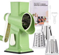 Rotary Cheese Grater Hand Crank Transparent - Shredder Slicer Grinder 3 Stainless Steel Blades, Stable Suction, Labor-Saving Handle, Safe Kitchen Tool for Cheese, Vegetable, Nuts, Chocolate