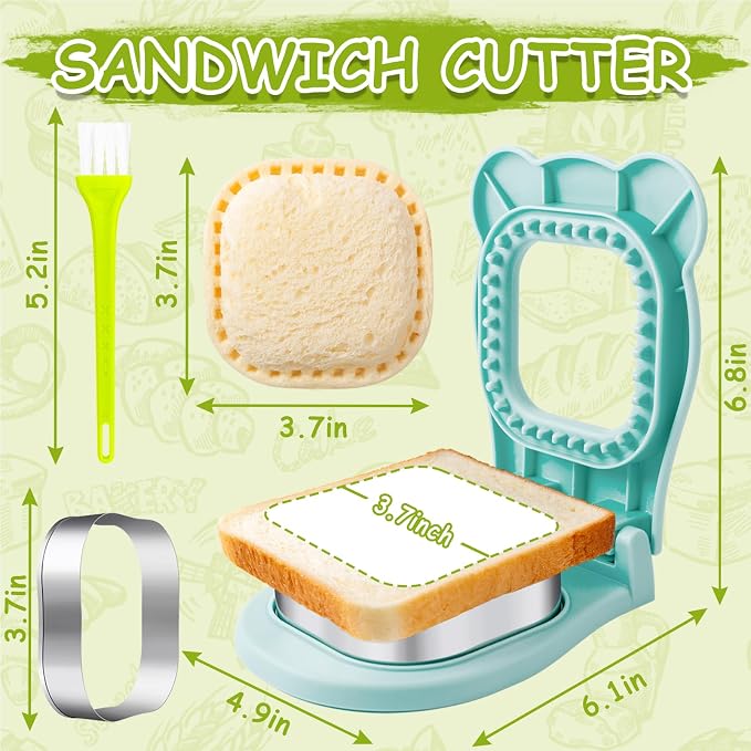 Nifogo Large Uncrustable Sandwich Cutter Maker for Kids | Sandwich Cutter and Sealer, Leak-proof Seal, Stainless Steel & PP Plastic, for Children Boys Girls Lunch Breakfast