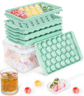 Optish Ice Cube Tray with Lid and Bin, 3 Pack Ice Trays for Freezer, 99 Pcs Round Ice Cube Mold, Ices Maker Bucket with Scoop for Cocktail, Coffee, Rv Accessories, Easy to Release (1 inch, Green)