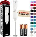 Zulay Kitchen Powerful Frother Wand AA Batteries Included, Ultra Fast Handheld Drink Mixer, Comfort Milk Frother, Stainless Steel Whisker, Frother Handheld for Coffee, Protein & Matcha - Frothmate 2.0