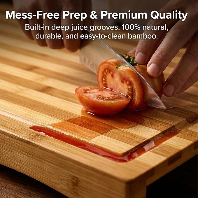Bamboo Stovetop Cover & Countertop Cutting Board with Adjustable Legs, 29.5" x 21.2" Dual-Purpose Wood Chopping Block for Gas & Electric Burners, Extra Counter Space Saver for RV & Kitchen