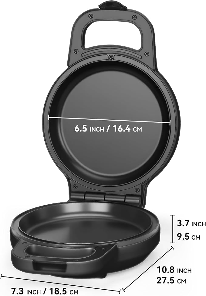 SugarWhisk Flip Pancake Maker Machine, Ceramic Coated Pancake Pan for 6.5 Inch Pancakes, Omelette, Crepe & Quesadilla, Frittata, Double Sided Omelette Pan Nonstick, Graphite