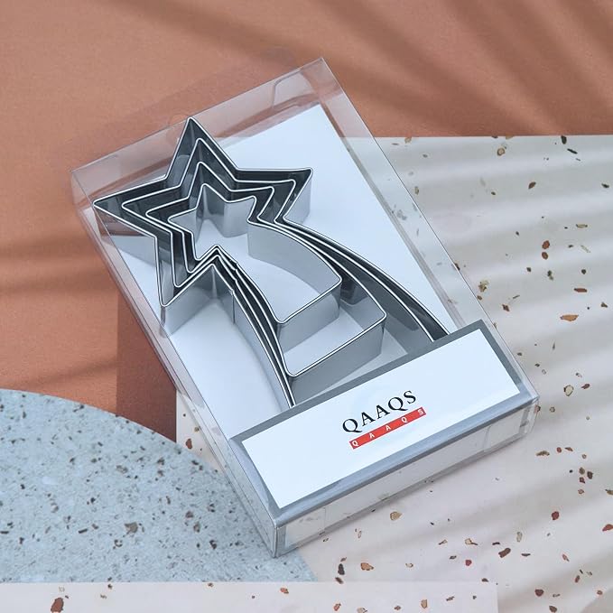 Shooting Star Cookie Cutter Set - 5 inch, 4 inch, 3 inch, 2 inch - 4 Piece Meteor Falling Star Cookie Cutters Shapes Molds - Stainless Steel