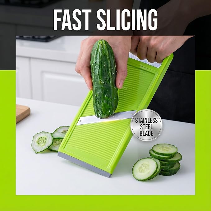 Handheld vegetable Slicer Potato Slicer, Suitable for Potatoes, Carrots, Zucchini, Cucumbers, Onions, Eggplants, Suitable for Making Potato Chips and Using Vegetable French (Green)