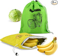 2 Pcs Banana Storage Bag with Aluminum Lining, Quick Seal Drawstring Pouches 13.7x11" for Banana & Lettuce, Reusable Produce Saver Pouches Slow Ripening for Fridge, Home Storage