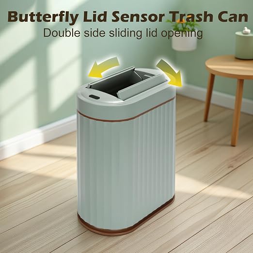 SYNCVIBE Bathroom Sensor Trash Can, 2 Gallon, Butterfly Lid, Green | Automatic Garbage Can, IPX5 Waterproof Trash Bin, Under-Counter Wastebasket for Kitchen, Office and Living Room