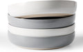 famiware Milkyway 33 oz Pasta Bowls Set of 4, White & Dark Gray | Scratch-Resistant Stoneware Salad Bowls, Stackable, Dishwasher & Microwave Safe, Lead-Fre