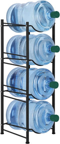 5 Gallon Water Bottle Jug Holder 4 Tier Heavy Duty Cooler Jug Storage Rack Detachable Bottle Organizer Shelf for Home, Kitchen, Office, Breakroom Space Save, Black