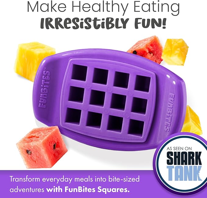 Sandwich Cutter for Kids Lunch, Crustless Bento 2-Pc Set, 1 Pack | Purple Squares food cutter for toddlers, bite-size uncrustable shapes, bento lunch accessory, BPA-free, dishwasher safe