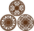 Extra Thick Silicone Trivet Mat for Hot Dishes, Hot Pots and Pans, Pot Holder, Hot Pad to Protect Your Table and Countertop, Kitchen Decor and Accessories,Chocolate Brown,Set of 3