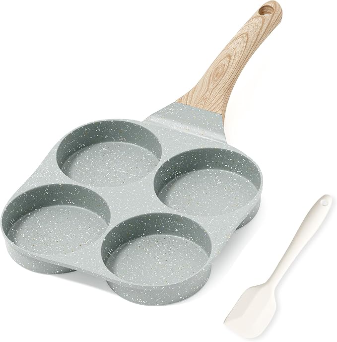 Caannasweis Egg Pan Omelette Pan, 4-Cup Nonstick Granite Omelette Skillet Breakfast Frying Pan Egg Cooker Suitable for Gas Stove & Induction Cookware, PFOA PFOS Free, Green