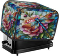 2 Slice Toaster Cover Dragonfly Flower Glass Toaster Covers Two Slice Wide Slot Waterproof and Dustproof Covers for Wide Slot Toasters and Small Appliances Kitchen Decor Gifts