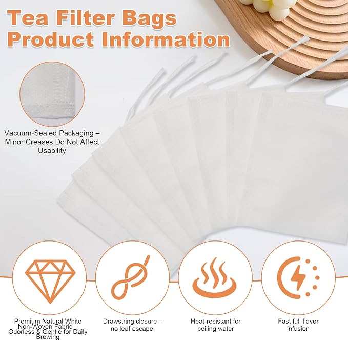800 PCS Tea Bags for Loose Leaf Tea, Empty Disposable Filter Bags | 3.54"x2.75" disposable drawstring tea filters, food grade material for loose tea, coffee, spices, cooking seasoning and DIY