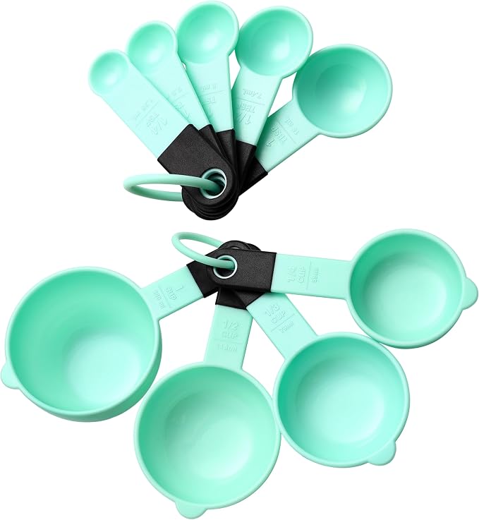 Spring Chef Magnetic Measuring Cups and Spoons Set of 9 - Mint | for Dry & Liquid Ingredients - Food Safe & BPA Free - Nesting Design - Dishwasher Safe