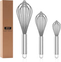 OYV Grey Silicone Whisk Set of 3, 8/10/12 Inch, Non-Scratch | BPA-Free Silicone, Heat Resistant Up to 480°F, Stainless Steel Core, Dishwasher Safe, Nonstick-Safe