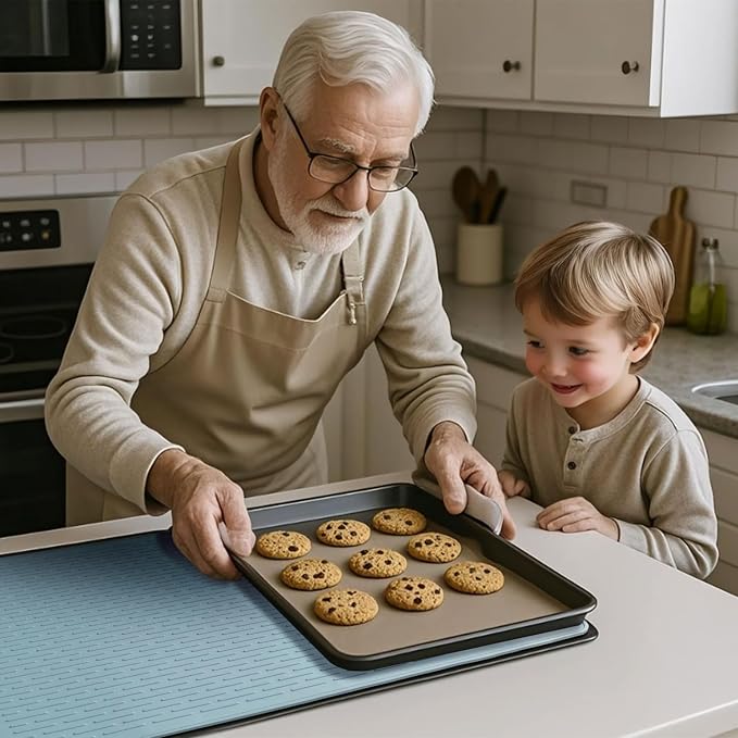Stove Top Cover for Electric Stove - Food Grade Ceramic Stove top Cover, Silicone XXL Dish Drying Mat, Glass Cooktop Covers, Flat RV Range top Mats (Blue Thickened,28x20)