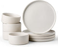 Famiware Star Stoneware Dinnerware Sets, 8-Piece Dishes for 4, Matte White | 10.5" Flat Dinner Plates & 5.5" Deep Cereal Bowls, Everyday Use, Chip & Scratch Resistant, Microwave & Dishwasher Safe