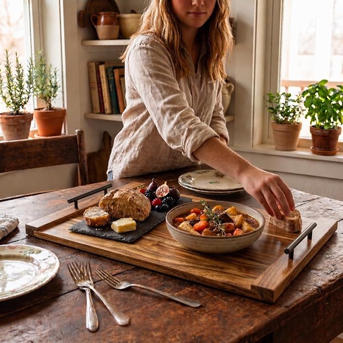 Noodle Board Stove Cover - Acacia Wood Stove Top Cover – Large Wood Cutting Board - Stove Top Covers for Electric Stove - Countertop Saver - Charcuterie Tray - Serving Board - Rustic Kitchen Decor
