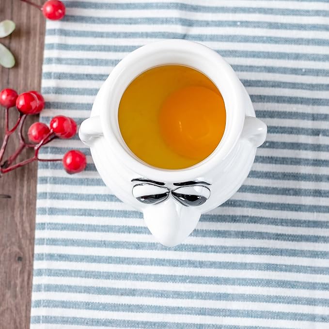 Funny Egg Separator Kitchen Gadget, Cartoon Ceramic Egg White and Yolk Separator Mug, Dishwasher Safe, Creative Gag Gift Fun White Elephent Gift