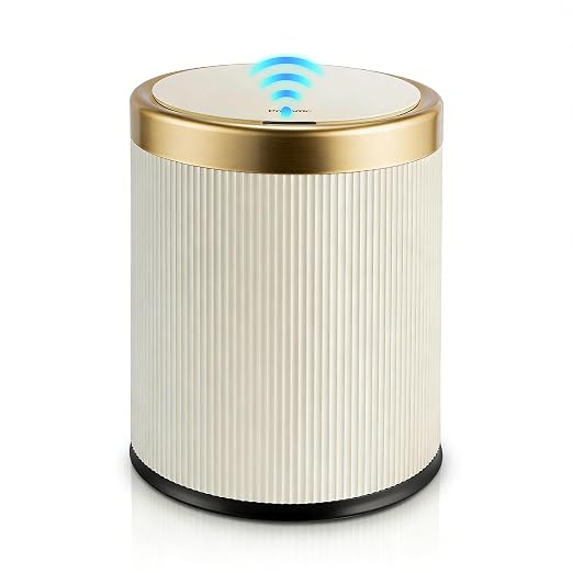 Pukomc Automatic Motion Sensor Trash Can with Lid | 3.5 Gallon Touchless Trash Bin,White Plastic Wastebasket,Smart Garbage Can for Bedroom,Office,Dorm