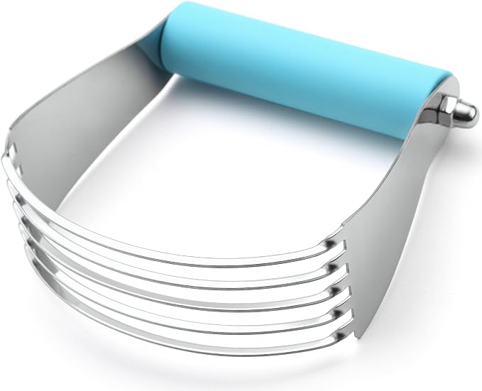 Spring Chef Large Pastry Cutter For Baking, Pro Pastry Blender, Aqua Sky | Heavy Duty Dough Mixer Hand Tool w/ Stainless Steel Blades, Professional Pastry Cutter Tool for Easy Mixing, Dishwasher Safe