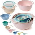 Mixing Bowls, Nesting Baking Bowls with Colander & Fine Mesh (Wheat-10PCS) | BPA-Free, Lightweight, Impact-Resistant, Rinse, Drain, Measure, Repeat, Colorful — Without the Risk.