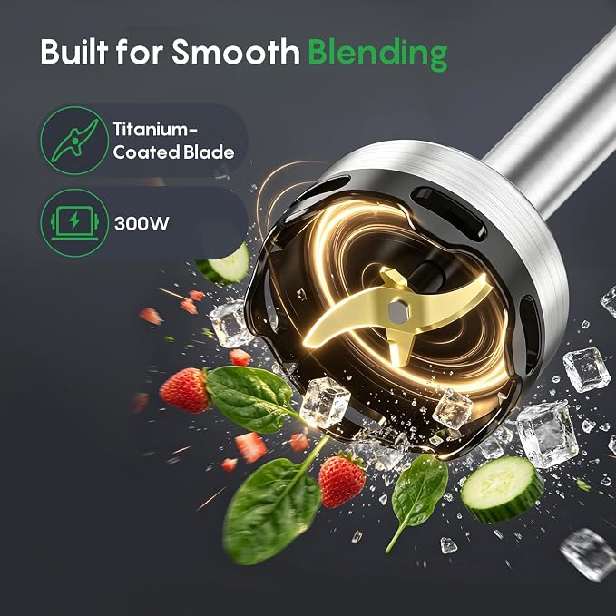 FRESKO Immersion Blender Handheld, Hand Blender with Variable Speed Trigger | Anti-Scratch Stainless Steel Shaft, Stick Mixer for Soups, Shakes, Baby Food & Puree