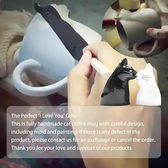 Couple Gifts Cute Kissing Cat Mug Matching Couples Stuff Ceramic Coffee Mugs for Wedding Gifts Anniversary Valentines Engagement Gifts for Couples Cat Lovers 12oz