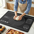 Silicone Pastry Mat 28" x 20" Extra Thick Silicone Baking Mat with Measurements and Edge Heightening Non-stick Food Grade Dough Rolling Mat Kneading Sheet for Pastry, Bread, Cookies (Black)