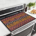 African Tribal Stove Top Covers for Electric Stove | Mud Cloth Pattern, Geometric Ethnic, Glass Top Gas Stove Pad, Heat Resistant, Range Cooktop Mat for Kitchen, 28"x20"