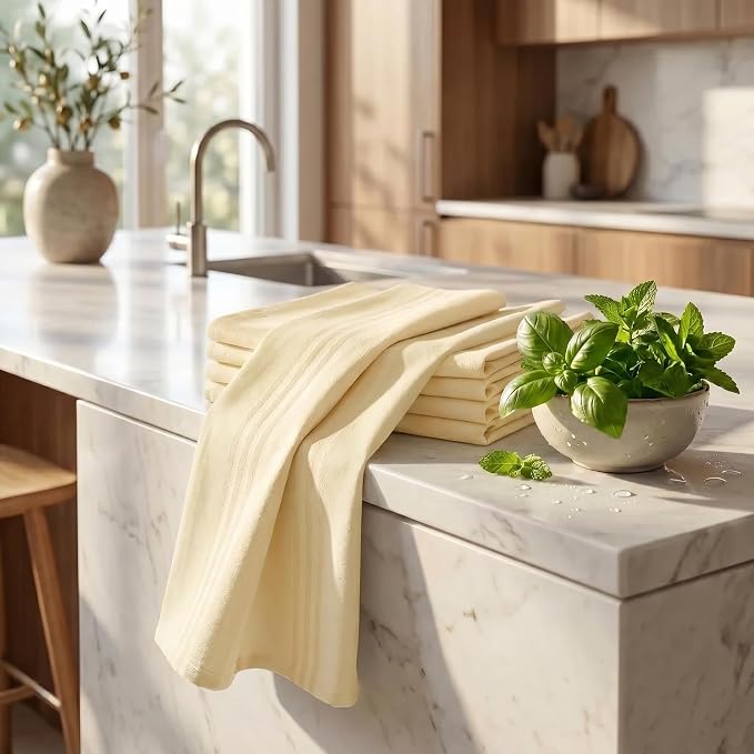Urban Villa Kitchen Towels Cotton Dish Towels 20”x30” (Set of 6) Yellow