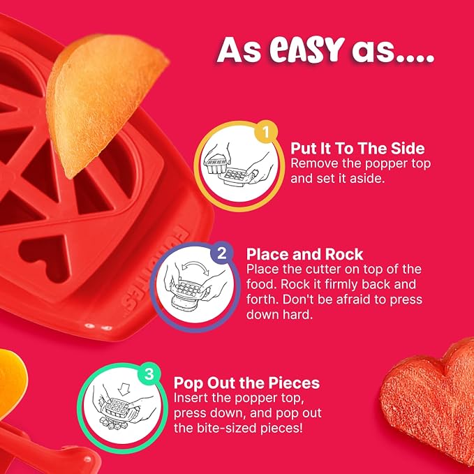 Sandwich Cutter for Kids Lunch, Crustless Bento 2-Pc Set, 1 Pack | Red Hearts food cutter for toddlers, bite-size uncrustable shapes, bento lunch accessory, BPA-free, dishwasher safe