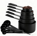 Bopei Measuring Cups and Spoons Set, Titanium-Plated Matte Black Stainless Steel 10 Piece for Cooking and Baking (5 Cups + 5 Spoons All Black)