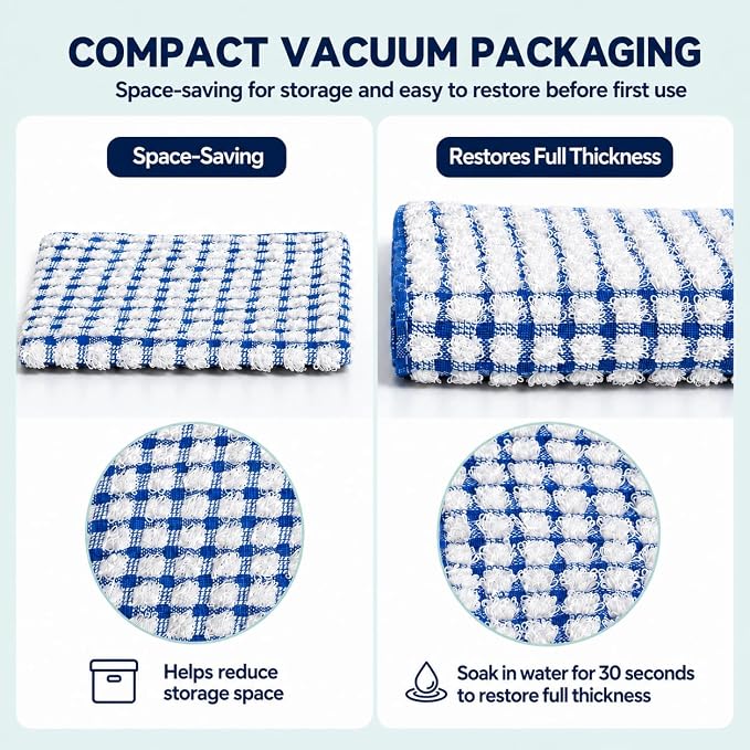 Egles 16 Pack 100% Cotton Kitchen Dish Cloths, 12 x 12 Inch | Absorbent terry dishcloths for washing dishes and counters; 4 colors help organize cleaning tasks
