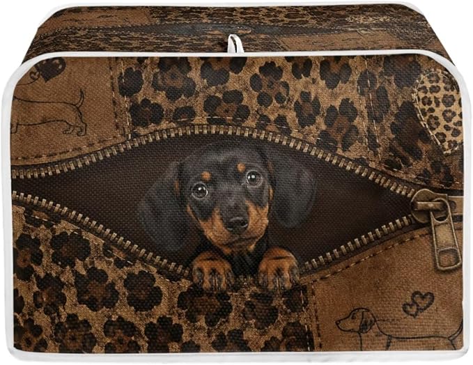 Dachshund Print Toaster 4 Slice Cover Dust-proof & Anti Fingerprint Bread Maker Machine Covers Leopard Print Small Kitchen Appliance Covers