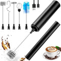 Milk Frother Wand for Coffee,Foamer,Latte,Cappuccino,Chocolate,Egg(Black) | Rechargeable Electric Handheld Frother Whisk with 5 Heads 2 Speeds