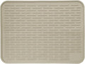 Large Silicone Dish Drying Mat for Kitchen Counter or Under Sink, 16" x 12" Large, Waterproof Pet Feeding Mat, Water Bowls, Under Drying Racks for Dishes, Coffee Bars, Bar Mats (Beige)…