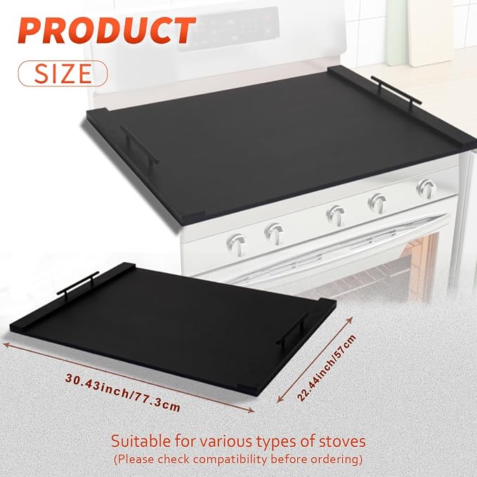 Wood Stove Top Cover/Noodle Board Stove Cover, Gas Stove Top Covers for Electric & Gas Stoves (Black)