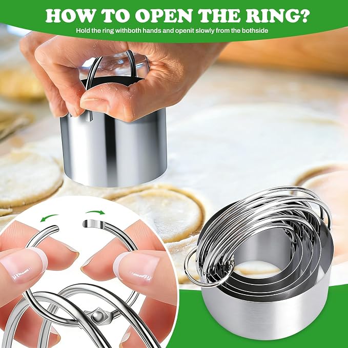 Round Cookie Cutter Set Set of 5 with Handle, Stainless Steel Circle Biscuit Cutters for Baking, Donut, Pancake, Sandwich, Dumpling, Playdough – Nesting Storage, Dishwasher Safe