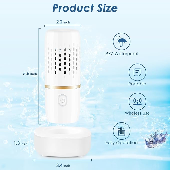 Cudinham Fruit and Vegetable Purifier Washing Machine Capsule Shape Cleaner Disinfection Machine OH-ion Purification Technology for Cleaning Fruits and Vegetables Rice Meat, White+Blue