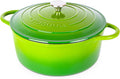 Cast Iron Dutch Oven with Lid-Non-Stick Ovenproof Enamelled Casserole Pot - Sturdy Dutch Oven Cookware - Green, 7.3- Quart, 30cm- by Nuovva